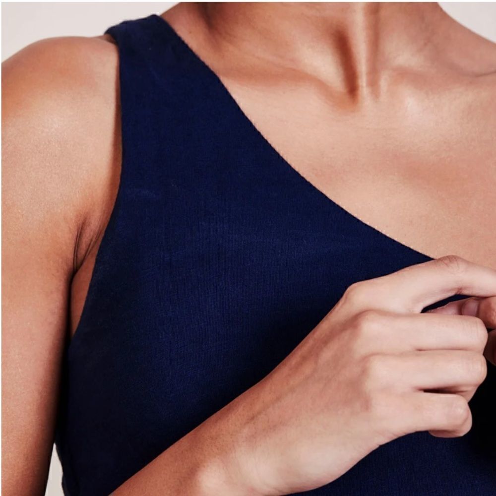 NWT APIECE APART MARAMAR ONE SHOULDER TEE DRESS NAVY Small - Picture 3 of 15